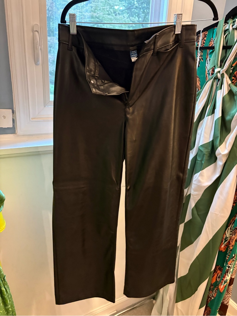 Old Navy Black Faux Leather Straight-Leg Pants